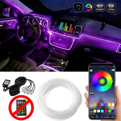 AutoPowerz Multicolor RGB Sound Active Car Dashboard Lighting Kit Ambient Lighting Kit – Wireless Bluetooth APP Control Car Fancy Lights
