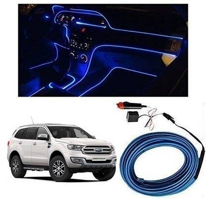 After cars EL Wire Car Interior Light with Adapter (5 Meter) (Blue) For Ford Endeavour New Car Fancy Lights