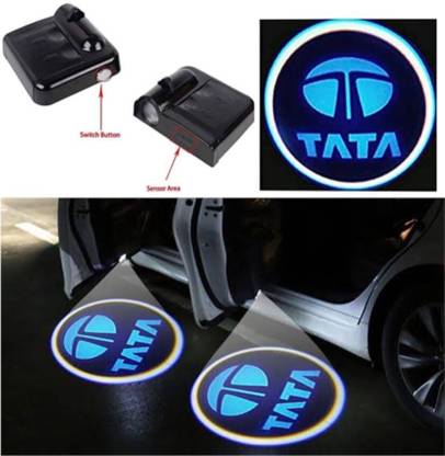 RohanEshop Tata Brand Logo Car Door Projector Shadow Light with Sensor (Wireless Battery) Car Fancy Lights