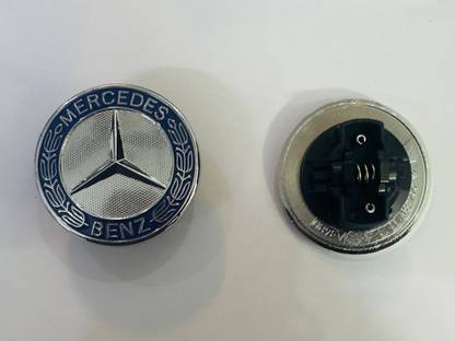 Auto MT Mercedes Chrome-Blue, Star Emblem Benz Front-Hood, Ornament Badge 3D Logo. Car Flywheel