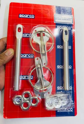 AUTO MT (Silver) 2PC Sparco Bonnet Hood Pin Lock for Car Mount Security Latch Kit Racing Spring Leaf