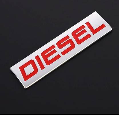 Auto MT Chrome Red Diesel Logo 7.7 x 2cm Car Emblem Premium 3D Badge Sport Sticker Vehicle Tool Kit