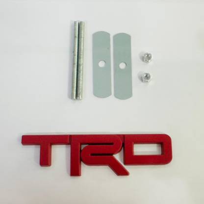 Auto MT Red TRD Metal Grill Logo (12.5cmx3.5cm) Grill 3D Badge Sticker for All Vehicles. Car Flywheel