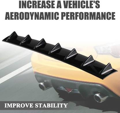 Auto MT Shark Fin 7Wing Glossy Black ABS Universal JDM Rear Bumper Lip Diffuser Spoiler Car Flywheel