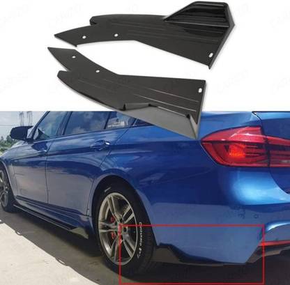 AUTO MT 2pc Car Rear Blk Canards Diffuser Side Fin Bumper Lip Scratch Mudguard-Protector Turbo Charger