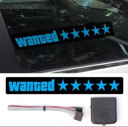 Auto MT BLUE GTA Wanted 5 Stars LED Car Window Decal 5 Lighting Mood Flashing Modes Car Flywheel