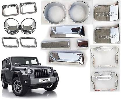 RKD INNOVATIVE Exterior Chrome Accessories Combo Kit Compatible with Thar (Set of 15Pcs)-02 Chrome Mahindra Thar Rear Garnish