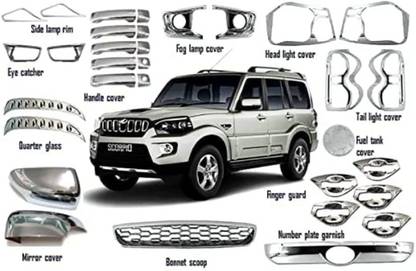 paxauto Exterior Chrome Combo Kit For Scorpio Facelift (2017-Present) Set of 27Pcs Chrome MAHINDRA Scorpio Rear Garnish