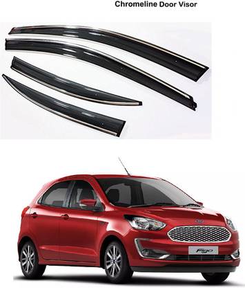 AutoZeal Car Cromeline Door Visor Set of 4 For Ford Figo All Models Glossy Ford Figo Side Garnish