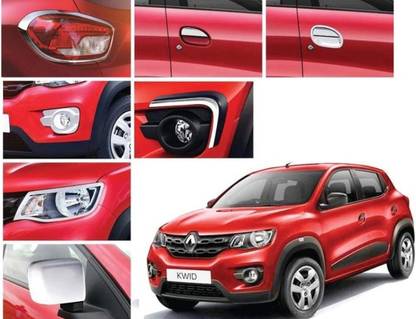 Autxin Exterior Chrome Accessories Combo Kit For Kwid Type 1 (2015-2019) Set of 17Pcs Chrome Renault Kwid Side Garnish
