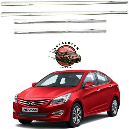 AUTOSHYAM Lower Window Garnish (Chrome) Set of 4 For Hyundai Verna Fluidic All Model Chrome Hyundai Verna Fluidic Side Garnish