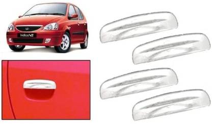 JSCoritan Door Handle Chrome Garnish Cover Indica V2 set of 4pc Chrome Tata Indica Side Garnish