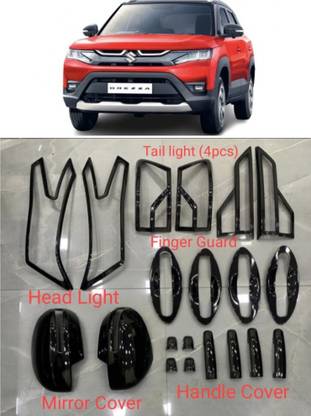 AutoBlinq Piano Black Glossy Combo Kit Exterior Garnish Accessories for New Brezza 2022 Glossy Maruti Vitara Brezza ZDi, Vitara Brezza VXI Petrol, Vitara Brezza LDi Side Garnish