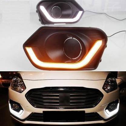 AMARIO LED DRL Indicator with Fog Lamp Cover for Swift Dzire 2017-2019- Set of 2 Glossy Maruti Swift Dzire Front Garnish