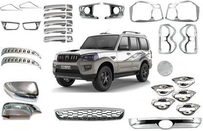 SRJ CHROME COMBO KIT FOR SCORPIO 2019 TO PRESENT Chrome MAHINDRA Scorpio Getaway Front Garnish