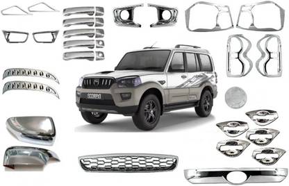 CARJUNCTION Exterior Chrome Accessories Combo Kit for Scorpio (2014-2016) Set of 27Pcs Chrome MAHINDRA Scorpio Side Garnish