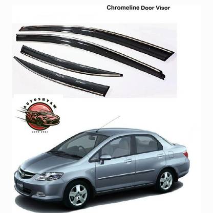 AUTOSHYAM Car Chromeline Door Visor Set of 4 For Honda City ZX All Models Glossy Honda City ZX Side Garnish