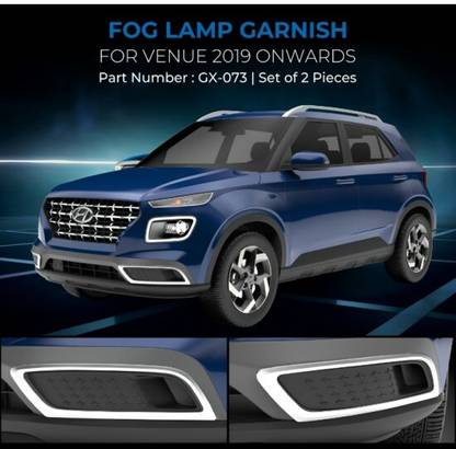 Bubu Car silver chrome front lower fog light cover for Hyundai Venue (all series) Chrome Hyundai Venue E 1.4 CRDi Front Garnish