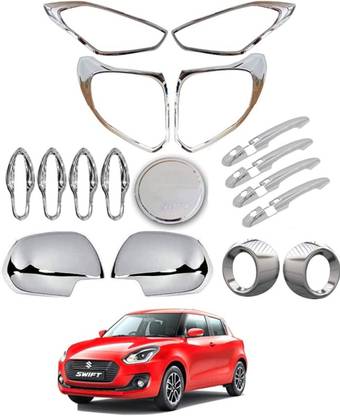 SNTP Exterior Chrome Accessories Combo Kit for Swift (2018-2020) Set of 17Pcs Chrome Maruti Swift Front Garnish