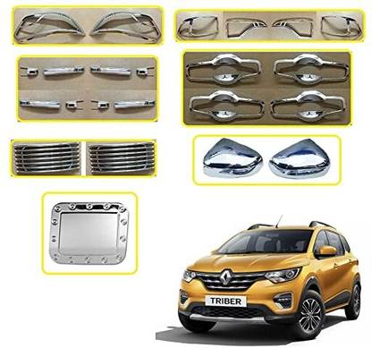 Autxin Triber Exterior Chrome Accessories Combo Garnish Kit - Set of 22 Pcs Chrome Renault Triber RXZ Side Garnish