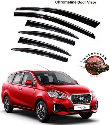 AUTOSHYAM Car Chromeline Door Visor Set of 6 For Datsun Go+ All Models Glossy Datsun Go+ Side Garnish