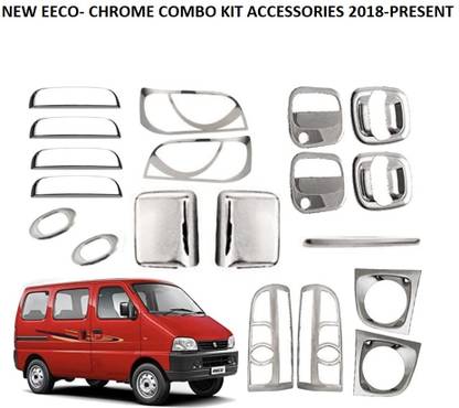 Autxin Full Chrome Combo Kit Exterior Garnish Accessories Eeco 2018 Model Onwards-19Pcs Chrome Maruti Eeco Side Garnish
