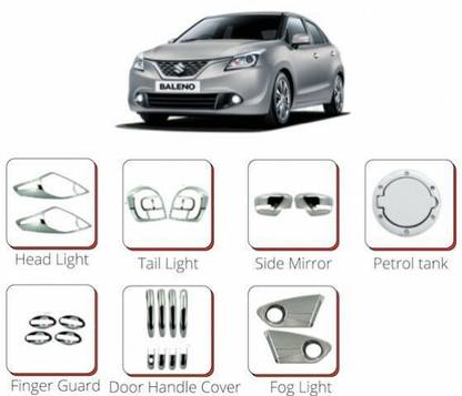 NITINMOTOR CAR GARNISH SIDE FRONT REAR CHROME FINISH Chrome NA Baleno Side Garnish