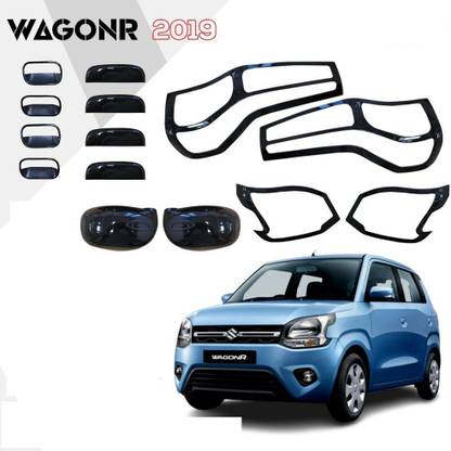 junior Exterior Accessories Combo Kit Piano Glossy Black for Maruti WagonR 2019 Onwards Chrome Maruti WagonR Side Garnish
