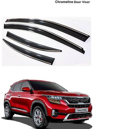AutoZeal Car Cromeline Door Visor Set of 4 For Kia Seltos All Models Glossy Kia Seltos GTK Petrol Side Garnish