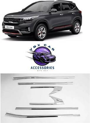 AutoZeal Lower Window Garnish (Chrome) Set of 6 For Kia Seltos All Model Chrome Kia Seltos GTK 1.4 Dual Tone Side Garnish