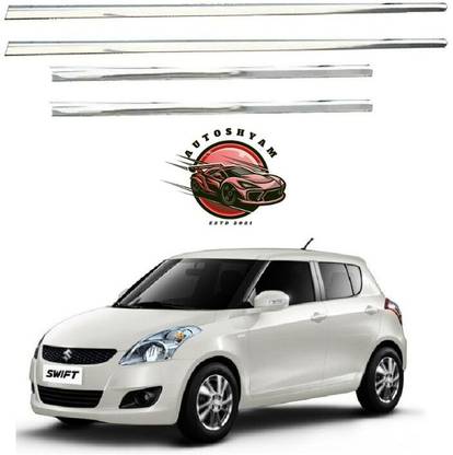 AUTOSHYAM Lower Window Garnish (Chrome) Set of 4 For Maruti Old Swift2011To2014 All Model Chrome Maruti Swift Side Garnish
