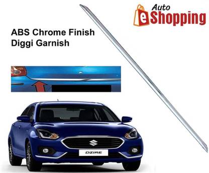 Auto E-Shopping ABS Plastic Chrome Diggi Garnish Patti Dicky Rear Boot Trunk Guard Dzire 2017 Glossy, Chrome Maruti Swift Dzire Rear Garnish