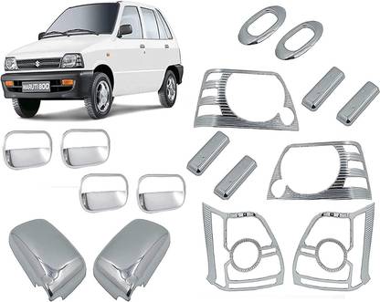 junior Chrome Accessories Combo Kit Garnish for Maruti Car 800 - Set of 16 Pcs Chrome Maruti 800 Side Garnish