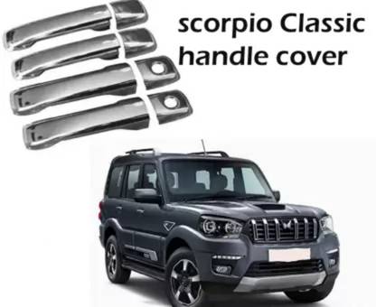 DIGICLIMBER Car silver Plated chrome door handle catch cover for Scorpio Classic Car Grab Handle Cover
