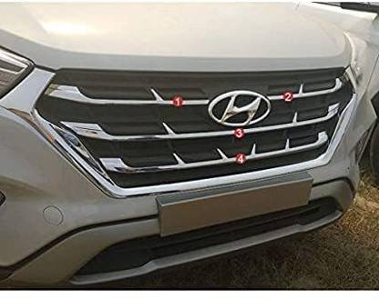 dmax CRETA Compatible Front Chrome Plated Grill Trims Set of 4 with New Creta Car Grill Cover