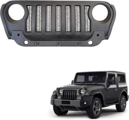plutoauto Mahindra Thar Latest Model Front Grill Wrangler Rubicon Style Deep Grey. Car Grill Cover