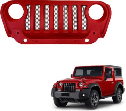 plutoauto Mahindra Thar Latest Model Front Grill Wrangler Rubicon Style Red Range. Car Grill Cover
