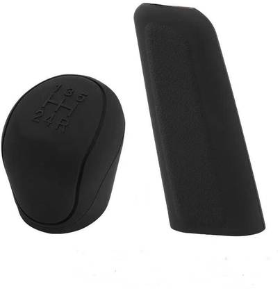 Ride2joy Black 2Pcs Set Silicone Gear Shift Knob Cover Hydraulic Horizontal Car Hand Brake