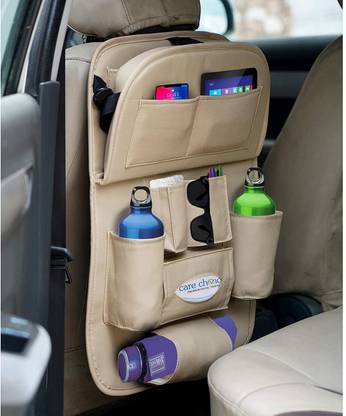 Tradesk Car Back Seat Organiser Biege Car Storage Bag