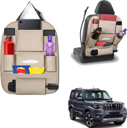 PEEPS STORE peepsstore pack of 1 beige,cream colour car organizer bags for Scorpio 2009 2014 Car Multi Pocket