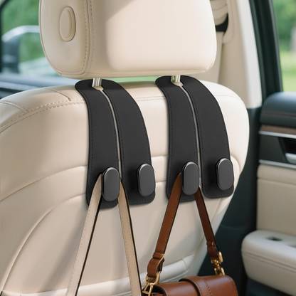 KeepCart Double Car Seat Leather Headrest Hooks Car Side Seat Catcher Holder for Bags Car Side Seat Catcher