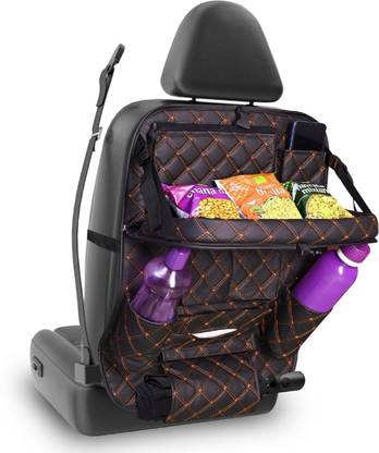 Edylinn Car Meal Tray Organizer PU Bag With Folding Car Multi Pocket