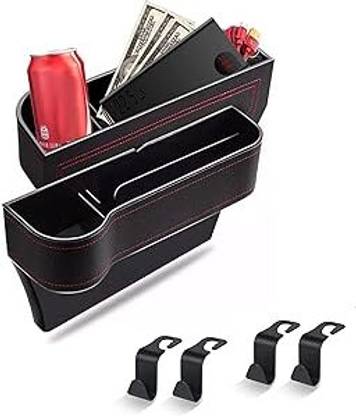 MOKIRIA 2 Set Car Seat Gap Organizer, Car Gap Filler Storage Boxes With 4 Hooks Car Side Seat Catcher