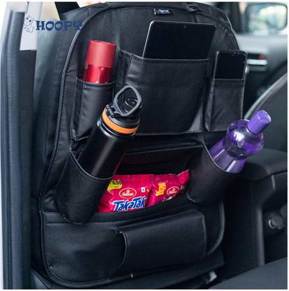 Edylinn Organizer PU Bag With Folding Car Meal Tray Car Multi Pocket