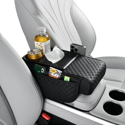 SUPVOX PU Armrest Pad for Car Console with Cup Holder Tissue Box and Side Pocket Car Storage Bag & Bin