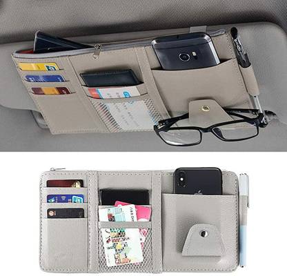 KitchExpo Car Sun Visor Organizer Multi-Function Car Space with Multi-Pocket Net Zipper Car Multi Pocket