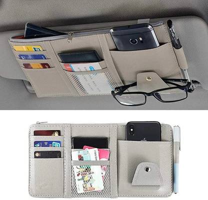 TRENDBIT PU Leather Car Space Sun Visor Organizer Hanging Phone Storage Car Multi Pocket Car Multi Pocket
