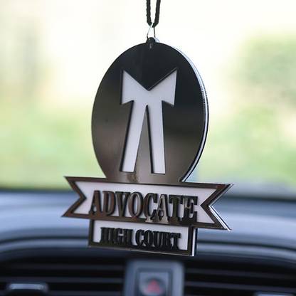 CLOVERBYTE High Court 3D Acrylic Advocate Double Side Black Base Car Hanging Ornament