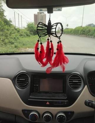 Dalli Nesh Red Damru Hanging Dream Catcher Car Hanging Ornament