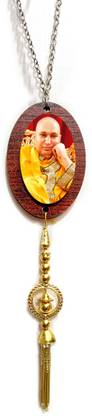 Sunder Kaya Guru Ji (Nirmal Singh Ji Maharaj) Car Hanging With Latkan Oval Shape, 4x4 Inch Car Hanging Ornament